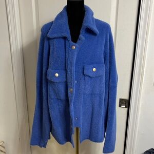 Blue Fleece Button-Up Jacket